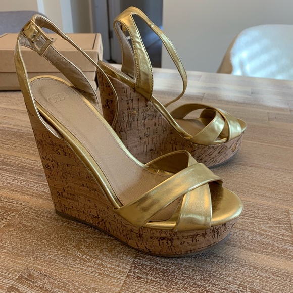 ASOS Shoes - ASOS Gold Wedge Sandals 6